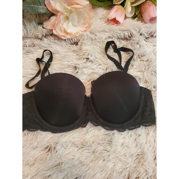 Victoria’s Secret Dream Angles Lined Demi Black Lace Bra 32C Sexy Lingerie $59 - Picture 2 of 5